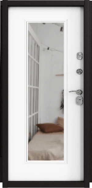 Входная дверь SV Doors Сеул, Эмалит белый + зеркало